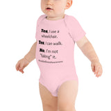 Yes, I Use a Wheelchair And I Can Walk Disability Awareness Onesie Bodysuit - Choose Color - Sunshine and Spoons Shop