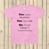 Yes, I Use a Wheelchair And I Can Walk Disability Awareness Kids' Shirt - Choose Color - Sunshine and Spoons Shop