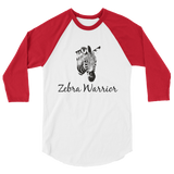 I Am a Zebra Warrior Rare Disease Ehlers Danlos EDS 3/4 Sleeve Unisex Raglan - Choose Color - Sunshine and Spoons Shop
